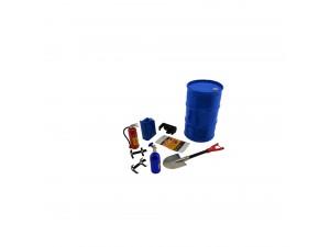 Oil Tank, Extinguisher, Nos Bottle and Shovel Set Blue